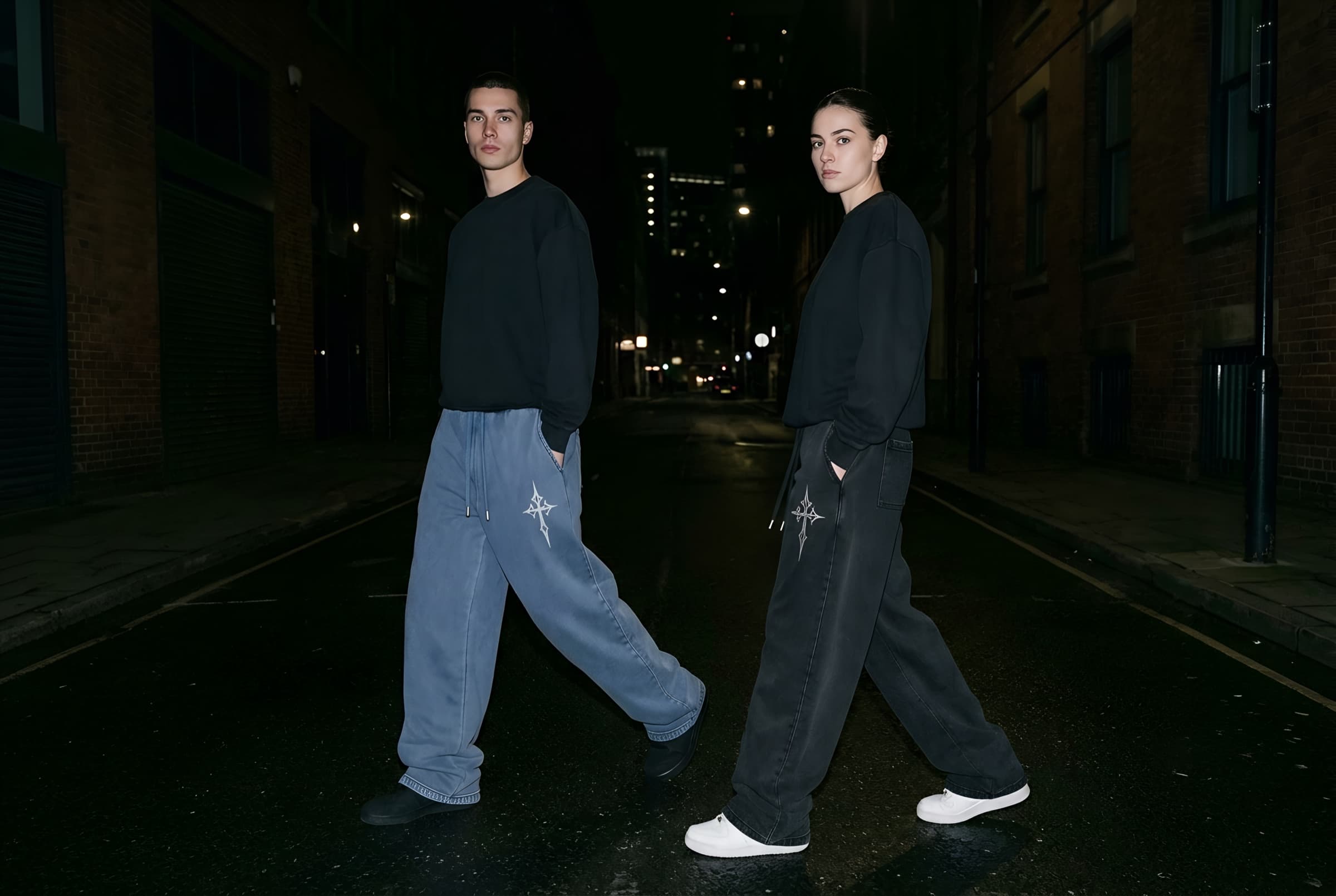 AFTER SIN Drop 001 Discipline Sweatpants, Slate colorway, campaign