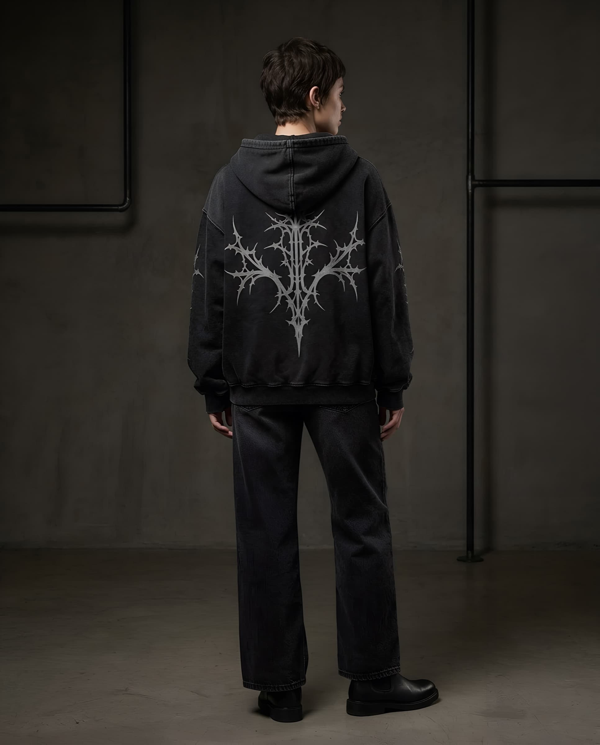 AFTER SIN Drop 001 full-zip hoodie, Ash colorway, back